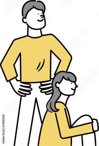 立ち姿の男性と座っている女性のイラスト素材