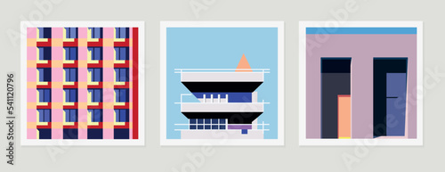 Architecture modern minimalistic poster, bauhaus house elements