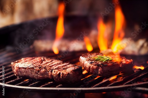 Grilled Steak, perfect meat on grill, delicious beef