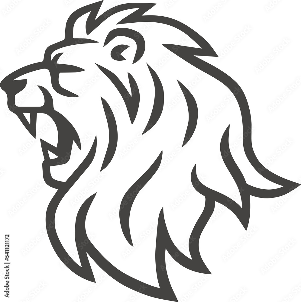 Lion Head Roaring Line Logo Design Template Lion Head Roaring Line Logo Design Template