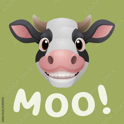 Cute smiling head cow cartoon