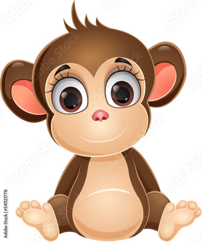 Cute baby monkey cartoon sitting