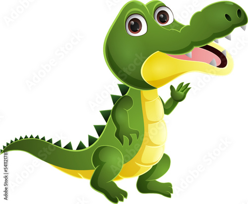 Cute alligator cartoon on white background