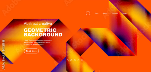 Triangles with fluid gradients, abstract landing page background. Minimal shapes composition for wallpaper, banner, background, leaflet, catalog, cover, flyer