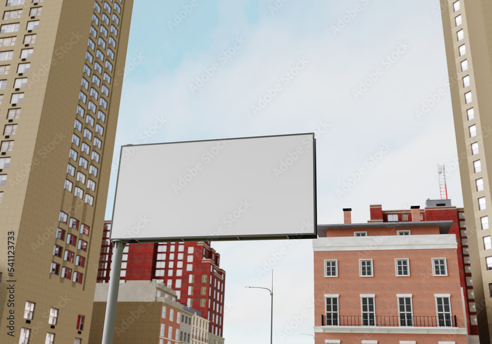 Obraz premium 3D mockup blank billboard in downtown rendering