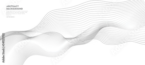 Grey and white abstract background with flowing particles. Digital business future science and technology concept. vector illustration.