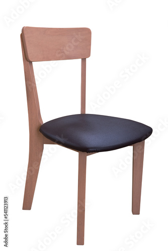 Wooden chair with  leather cushion.