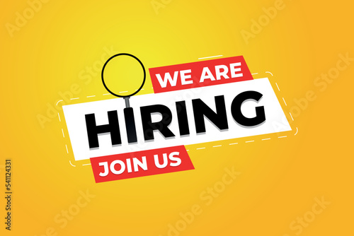We are hiring template job vacancy background with magnifying glass vector element