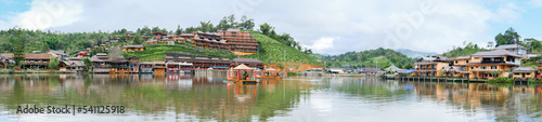 Panorama photo of Ban Rak Thai Village , a Chinese settlement with lake in Mae Hong Son province, Thailand.