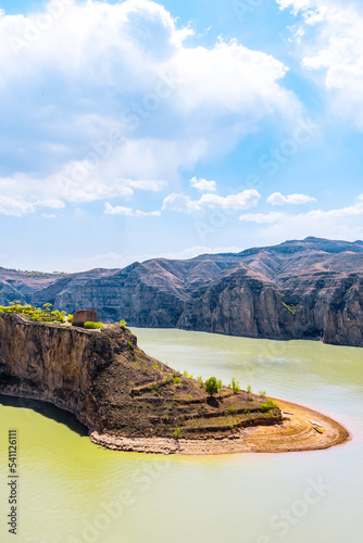 Aerial photography of the Yellow River Grand Canyon in Laoniuwan, Qingshuihe County, Hohhot, Inner Mongolia, China photo