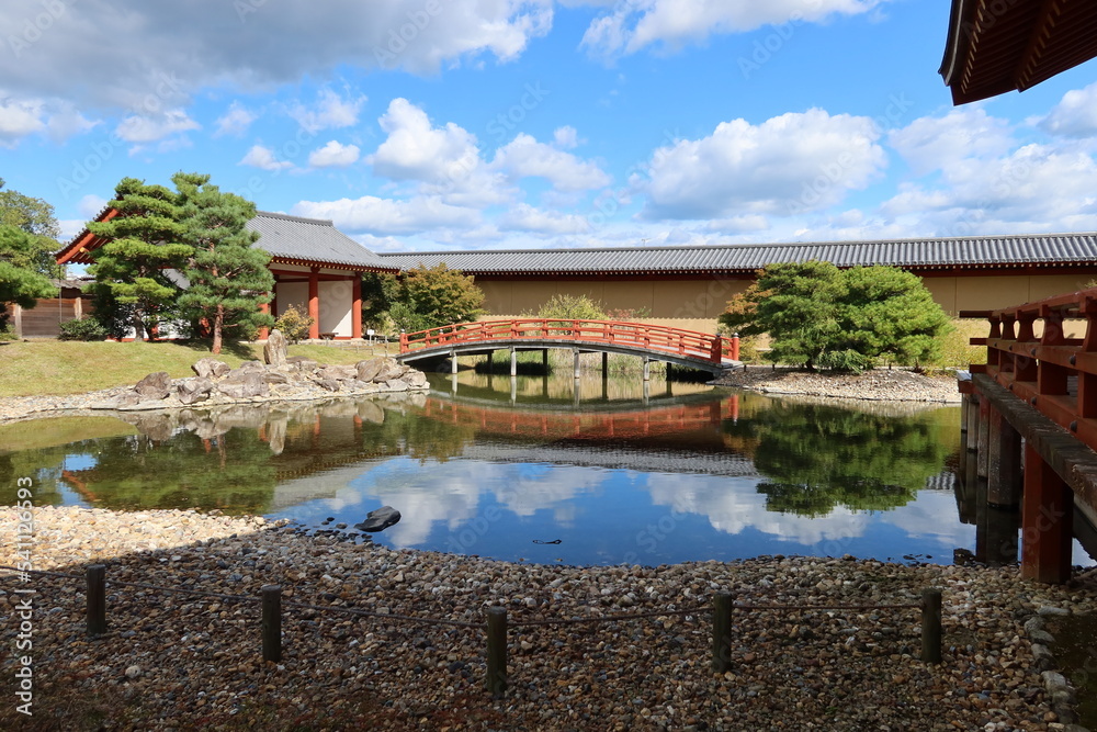  A Japanese garden : Toin-teien Japanese Garden which they say is the reconstruction of the origin of Japanese gardens in Japan' s ancient capital in the Nara period in Nara City