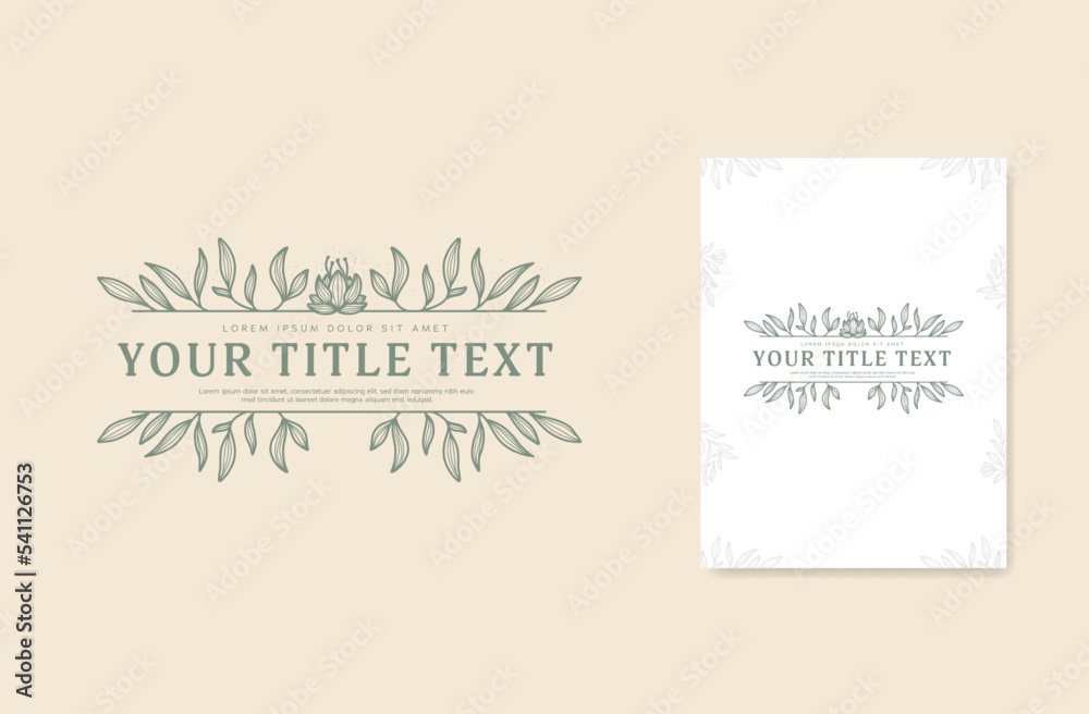 Floral horizontal border divider frame for title text with leaf flower decoration Floral horizontal border divider frame for title text with leaf flower decoration