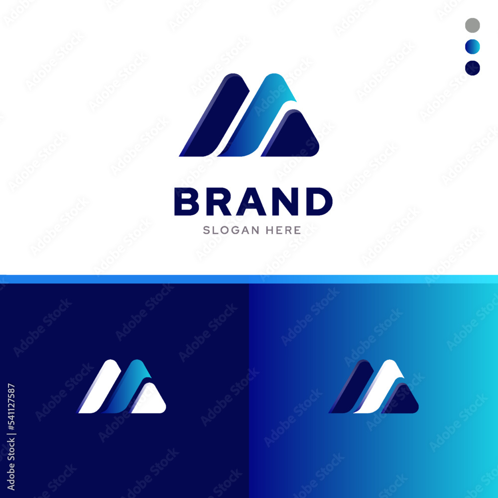 Initial letter M technology digital creative concept logo design idea ...