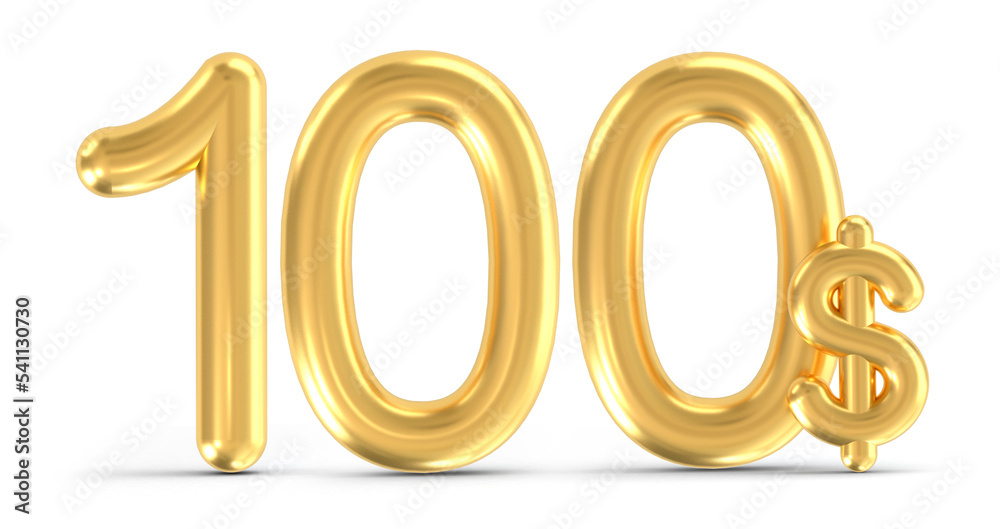 3d golden 100 dollar isolated on background. 3d illustration. 3d golden 100 dollar isolated on background. 3d illustration.