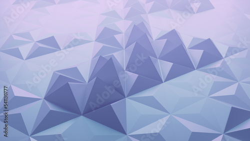 Blue Polygonal Surface with Tetrahedrons. High Tech, Atmospheric 3d Wallpaper. photo