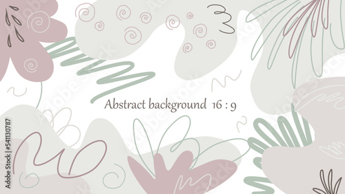 Modern abstract background in pastel colors. Web banner vector illustration.
Dynamic colored shapes, lines and scribbles.
