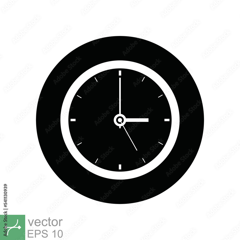 Clock icon. Simple flat style. Wall clock face, office hour, dial, arrow, circle, round, watch, time concept. Vector illustration isolated on white background. EPS 10. Clock icon. Simple flat style. Wall clock face, office hour, dial, arrow, circle, round, watch, time concept. Vector illustration isolated on white background. EPS 10.