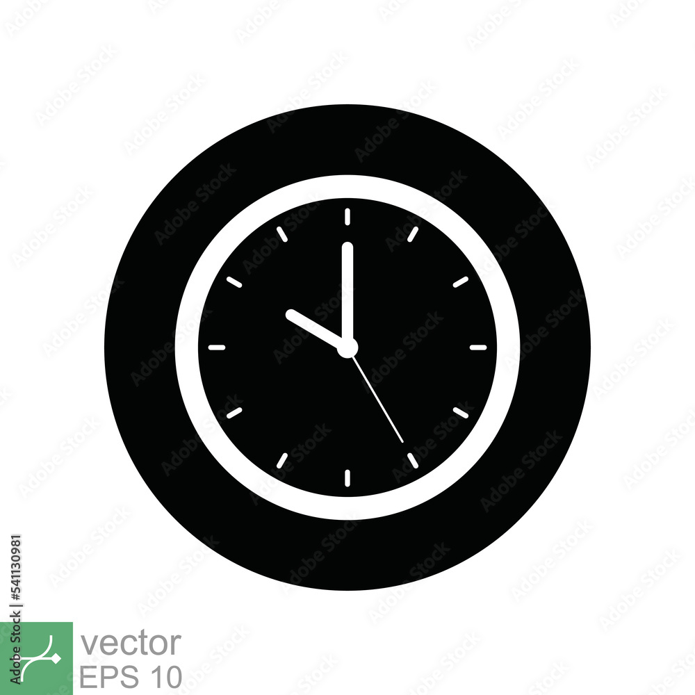 Clock icon. Simple flat style. Wall clock face, office hour, dial, arrow, circle, round, watch, time concept. Vector illustration isolated on white background. EPS 10. Clock icon. Simple flat style. Wall clock face, office hour, dial, arrow, circle, round, watch, time concept. Vector illustration isolated on white background. EPS 10.