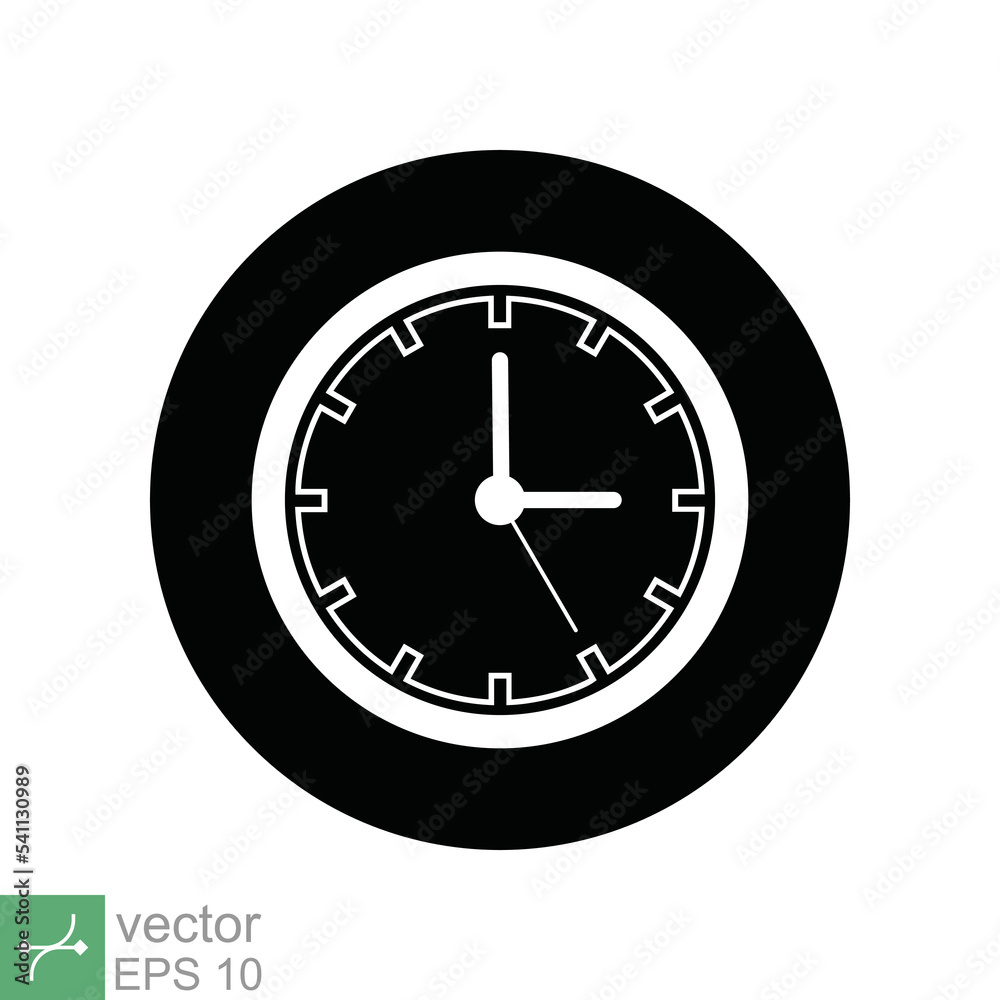 Clock icon. Simple flat style. Wall clock face, office hour, dial, arrow, circle, round, watch, time concept. Vector illustration isolated on white background. EPS 10. Clock icon. Simple flat style. Wall clock face, office hour, dial, arrow, circle, round, watch, time concept. Vector illustration isolated on white background. EPS 10.