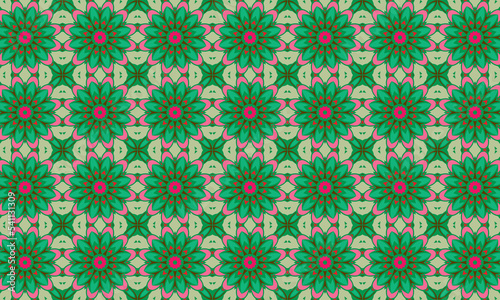 Repeated pattern, saree print pattern design, green floral pattern, colorful pattern, textile design, Batiks fabric pattern, indonesia batik, bali batik,  floral repeated pattern, tai dai pattern, 