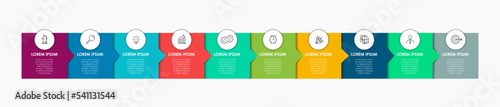 Business Infographic design template Vector with icons and 10 options or steps. Can be used for process diagram, presentations, workflow layout, banner, flow chart, info graph
