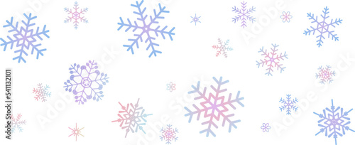 ペールトーンのグラデーションの雪の結晶の壁紙　パターン　背景イラスト　ベクター素材
