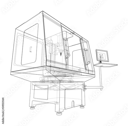 Metalworking CNC milling machine. Vector