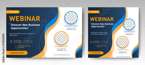 Business Conference live webinar banner invitation and social media post template. Business webinar invitation design. Vector EPS