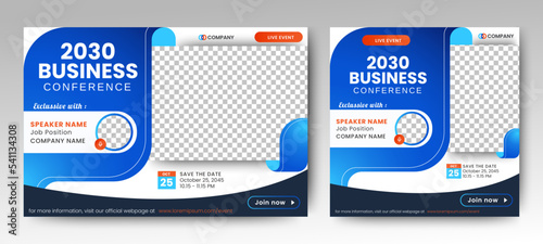 Business live webinar banner invitation and social media post template. Business webinar invitation design.