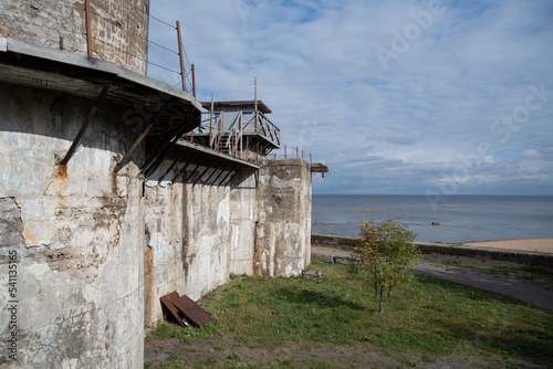 Fort "Reef" fortifications of Kronstadt.  Western part of Kotlin island, Russia