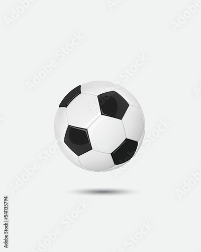 Classic soccer ball on white background isolated, football illustration 3d vector.