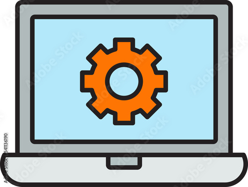 laptop computer and gear icon