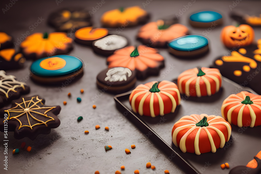 A variety of Halloween themed cookies. A variety of Halloween themed cookies.