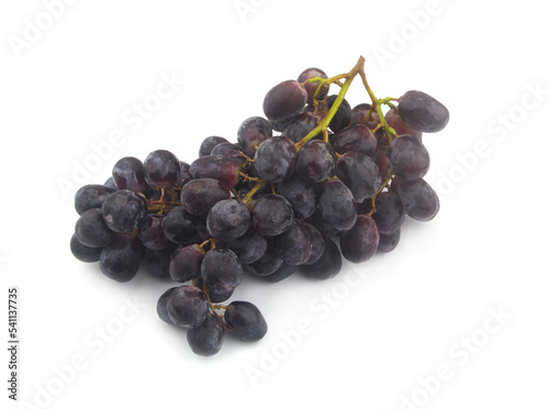 Bunch of dark grapes isolated on white background