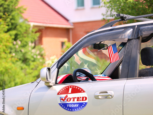 Sticker Election day on car .USA © arsenypopel