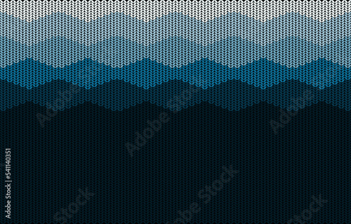 Blue gradient knitting fabric textile pattern. Abstract geometric line seamless graphic stripes drawing knit patterns clothing background. Modern design line graphic embroidery style. Vector