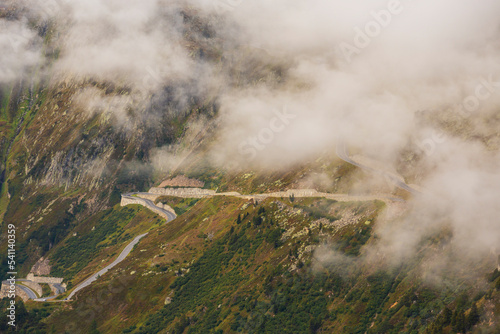 Beautiful mountain road in the Swiss Alps in summer