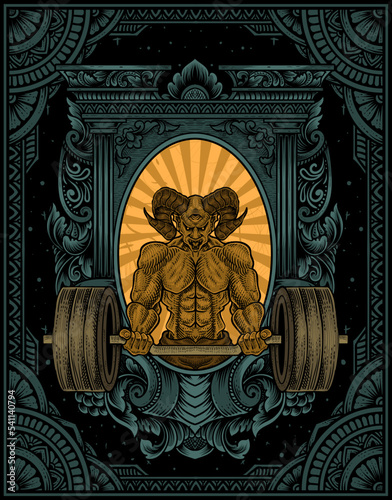illustration demon bodybuilder gym fitness