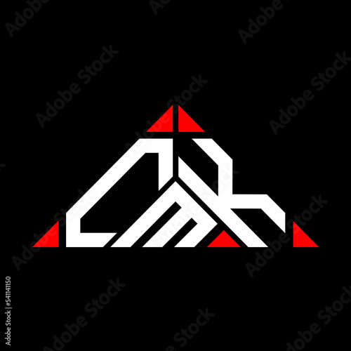 CMK letter logo creative design with vector graphic, CMK simple and modern logo in triangle shape. photo
