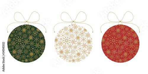 A set of Christmas colorful balloons. Vector illustration isolated on a white background.