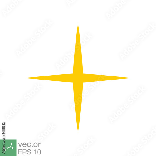 Star sparkle vector icon. Simple flat style. Yellow  gold  twinkle  shine  spark shape  for magic effect  glow  glitter  flash concept. Single illustration isolated on white background. EPS 10.