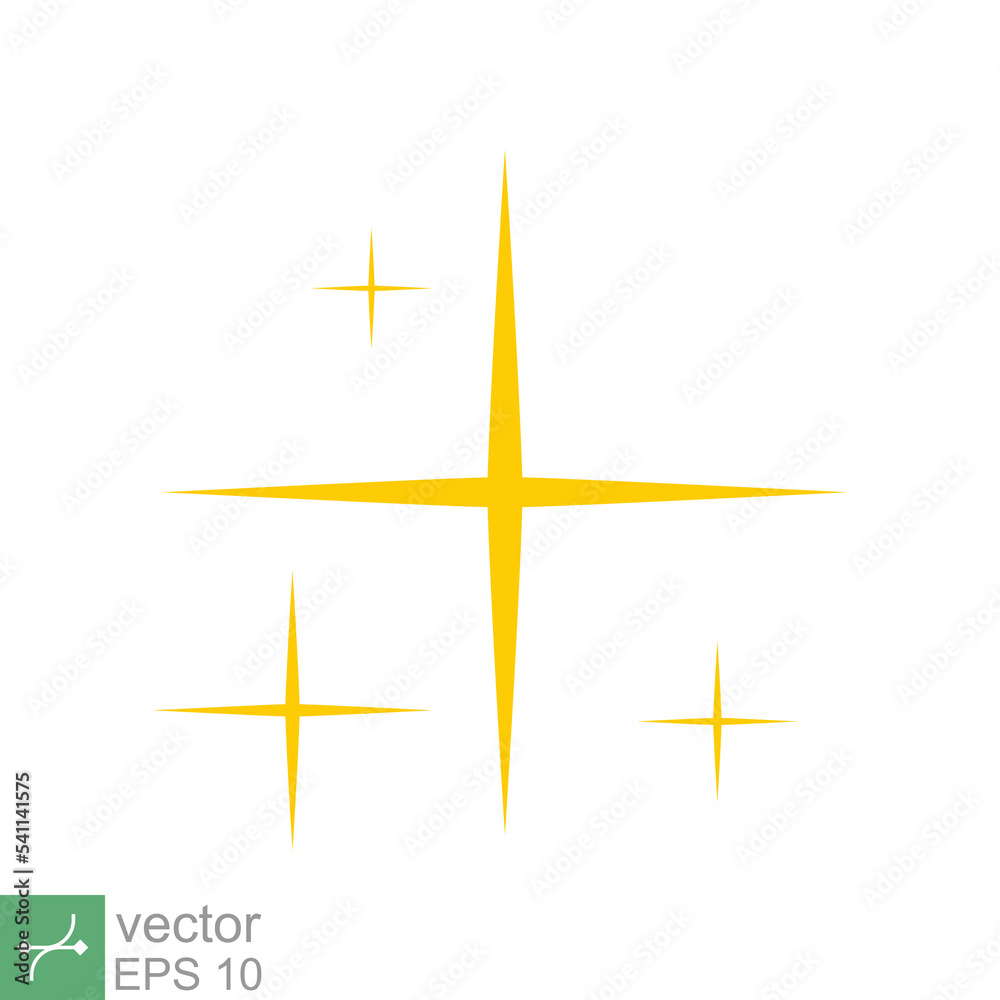 Obraz premium Star sparkle vector icon. Simple flat style. Yellow, gold, twinkle, shine, spark shape, for magic effect, glow, glitter, flash concept. Single illustration isolated on white background. EPS 10.
