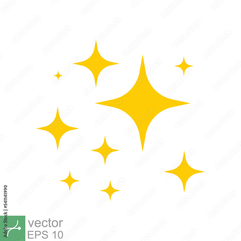 Star sparkle vector icon. Simple flat style. Yellow, gold, twinkle, shine, spark shape, for magic effect, glow, glitter, flash concept. Single illustration isolated on white background. EPS 10. Star sparkle vector icon. Simple flat style. Yellow, gold, twinkle, shine, spark shape, for magic effect, glow, glitter, flash concept. Single illustration isolated on white background. EPS 10.