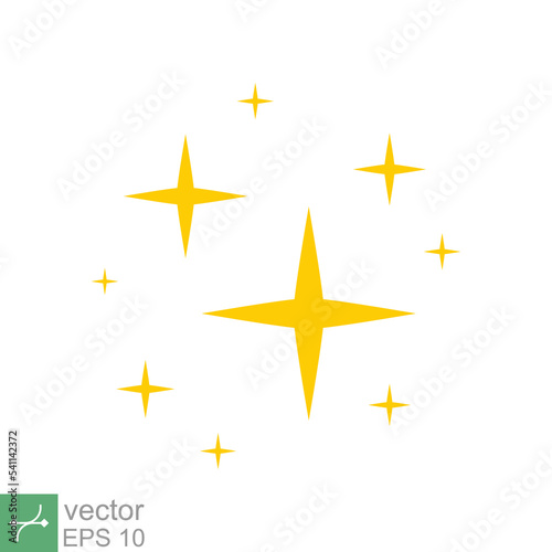Star sparkle vector icon. Simple flat style. Yellow  gold  twinkle  shine  spark shape  for magic effect  glow  glitter  flash concept. Single illustration isolated on white background. EPS 10.