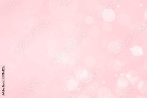 Abstract Beautiful White Bokeh Lights Circles Pink Background. Defocused Effect Wallpaper, Celebration Christmas Backdrop. 