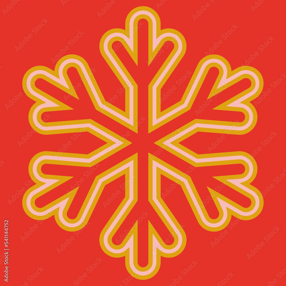 layered snowflake on a red background