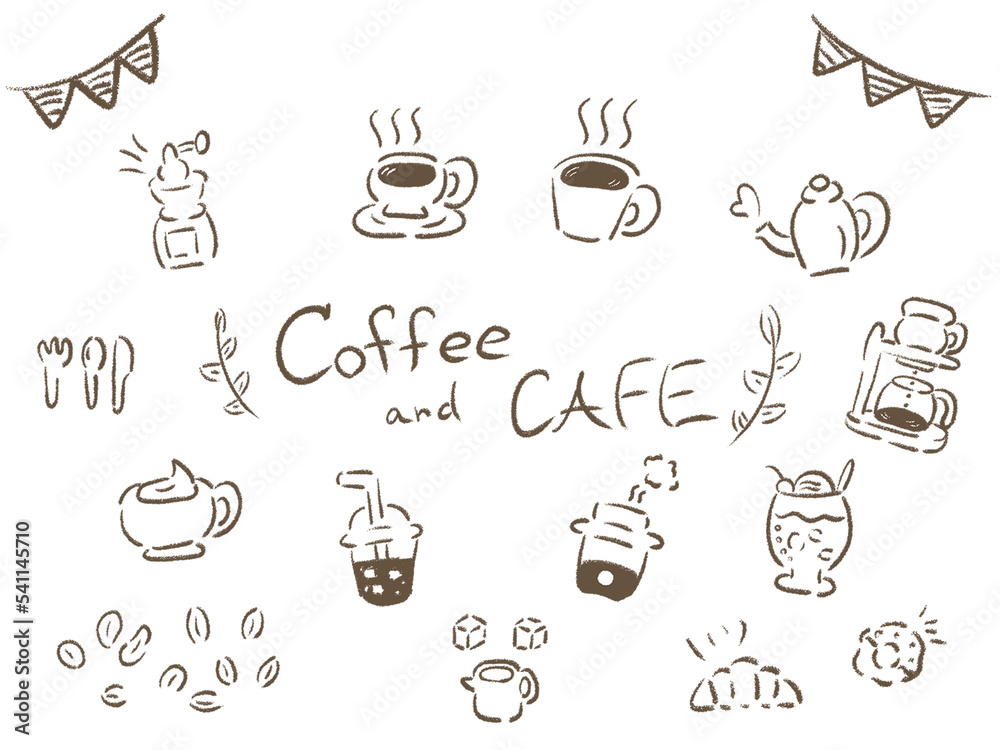 手描きカフェセット 手描きカフェセット