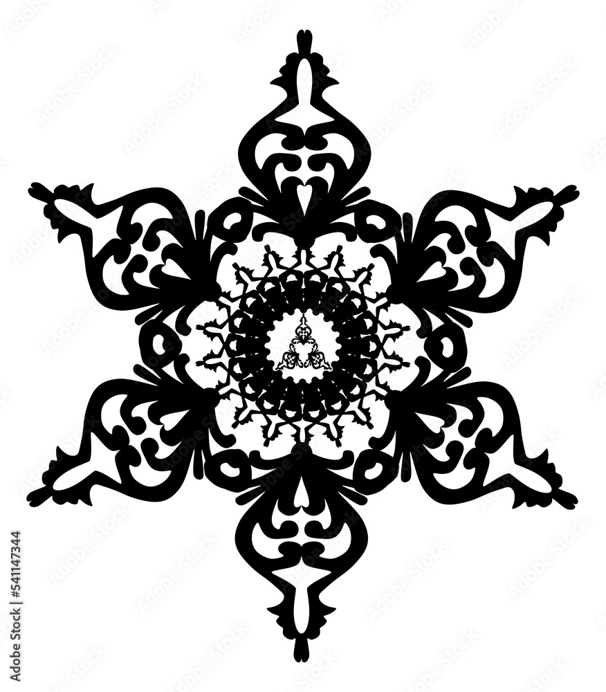 Fototapeta premium The illustrations and clipart. Vector image. Black carving in mandala pattern on a white background.