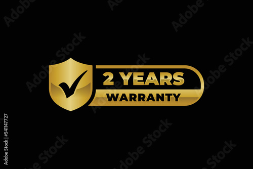 Two years warranty stamp label vector