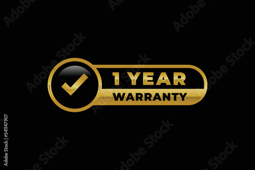 One year warranty stamp label vector